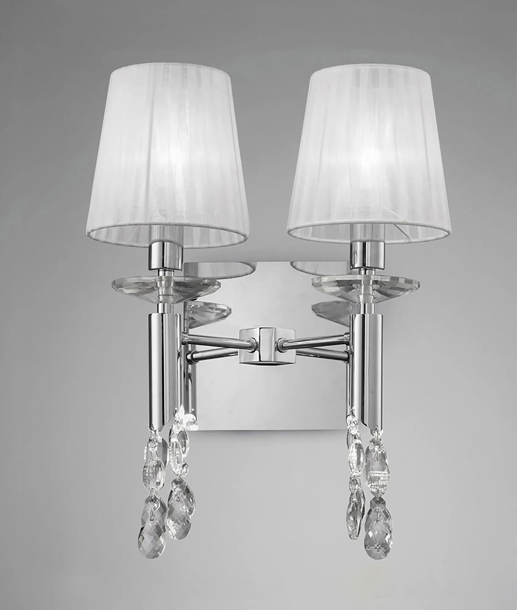 Tiffany Polished Chrome-White Crystal Wall Lights Mantra Shaded Wall Lights